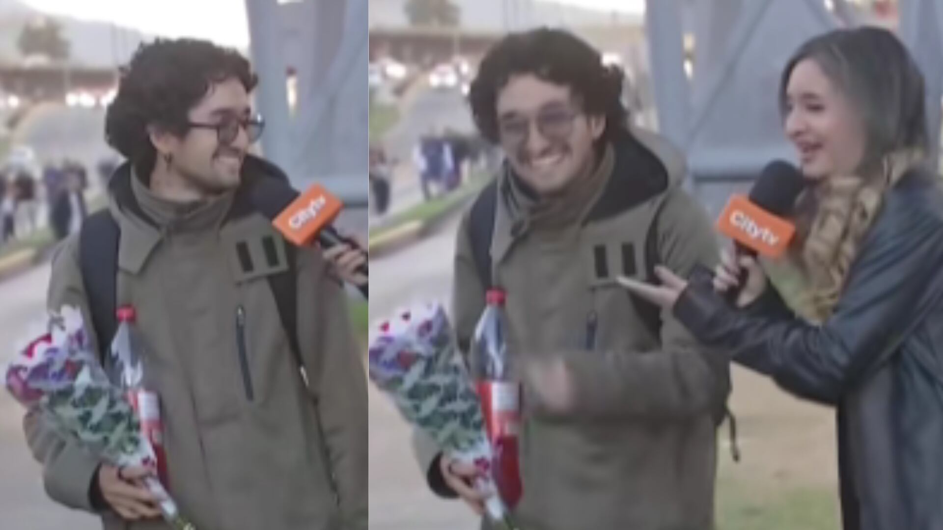 Protestas de moteros en Bogotá no impidieron a hombre llevarle flores a su amada