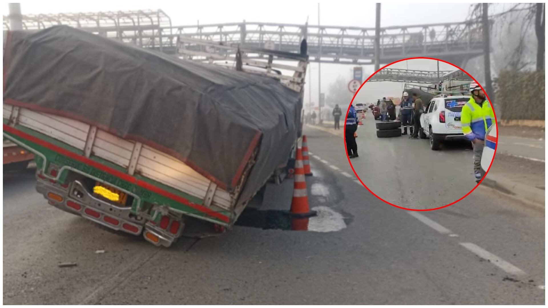 Movilidad en Bogotá: accidente con tractocamión causa trancón en la autopista norte (Imagen del trancón tomada por la Secretaria de Movilidad de Bogotá)