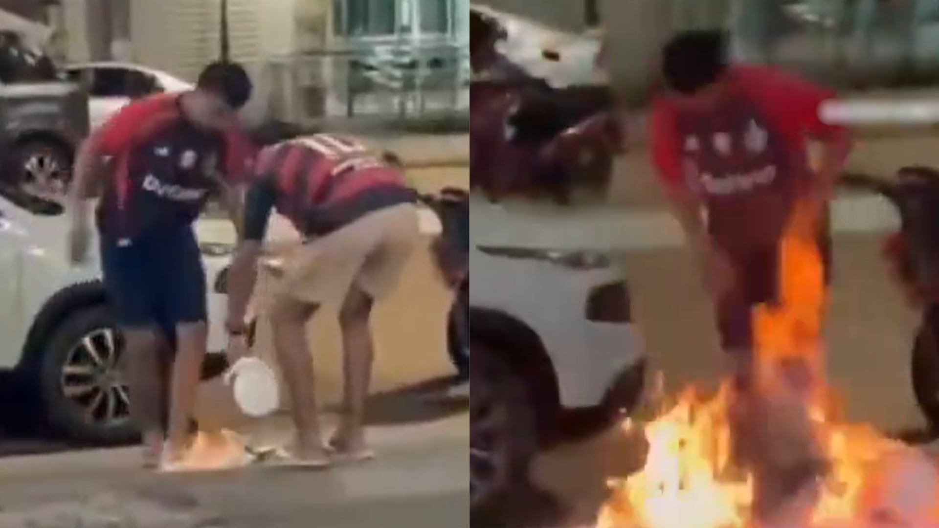 Hincha del Flamengo se prendió fuego por quemar camiseta de Palmeiras - Fotos: Capturas de pantalla de un video circulado en redes sociales el 30 de noviembre del 2025