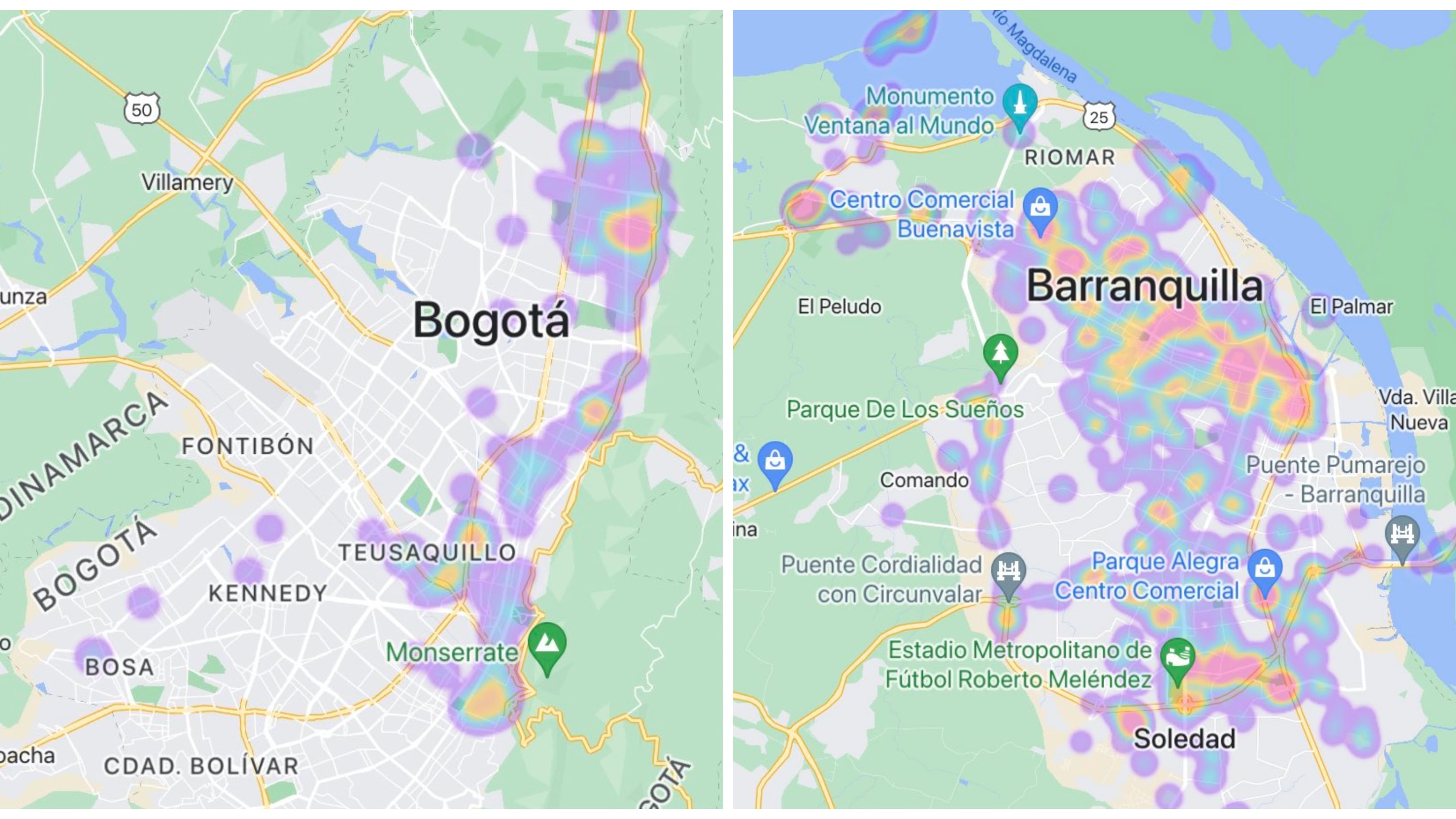 Mapas calor Google Fotos tendencia Twitter