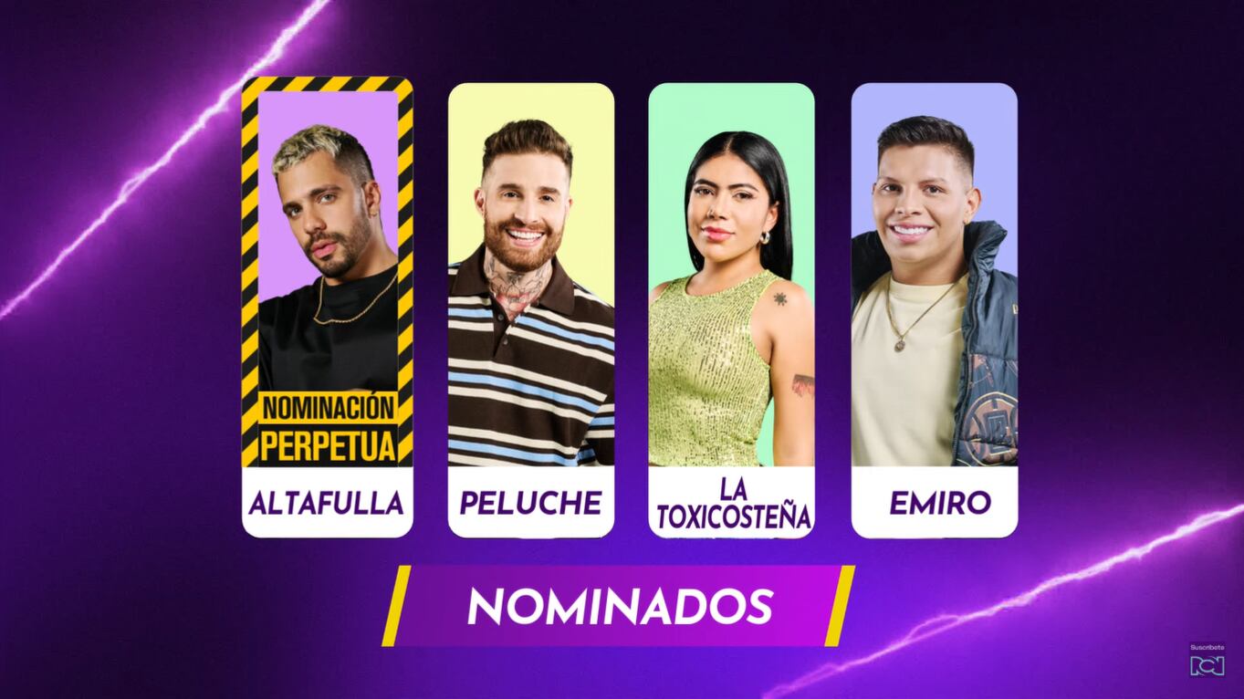 Placa de nominados de 'La casa de los famosos Colombia 2'