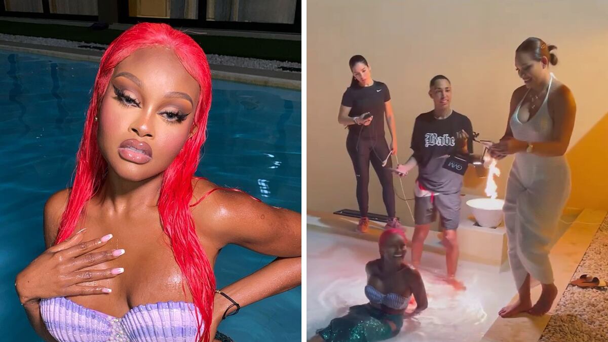 La Jesuu en su sesión de fotos con temática de sirena