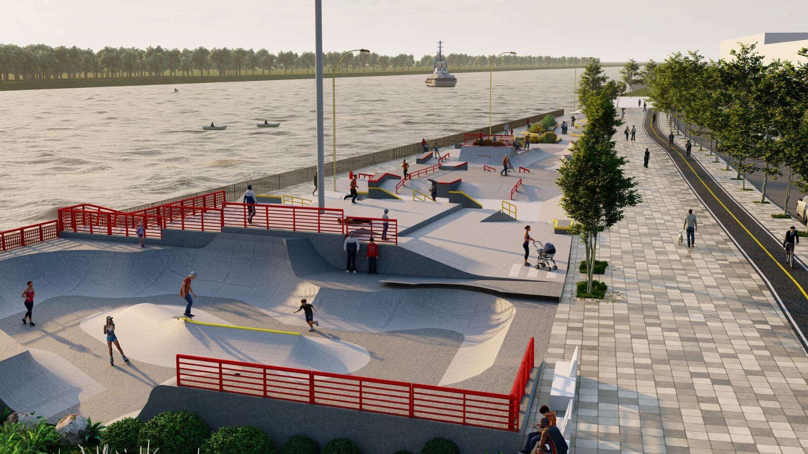 Foto de la proyección de lo que será el nuevo Skatepark en el Malecón en Barranquilla.