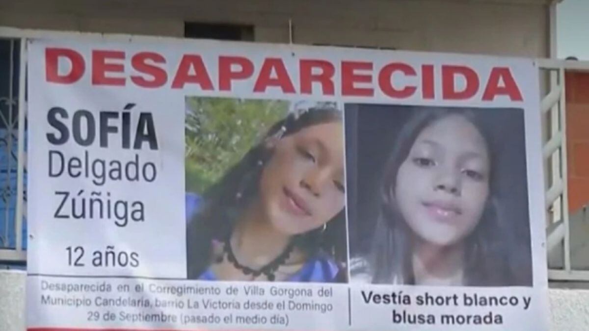 Sofía Delgado, menor de edad desaparecida en Candelaria, Valle del Cauca.