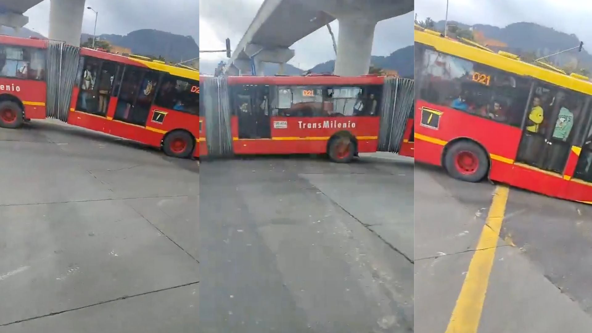 Bus de TransMilenio se habría quedado varado al parecer por exceso de pasajeros, Bogotá.