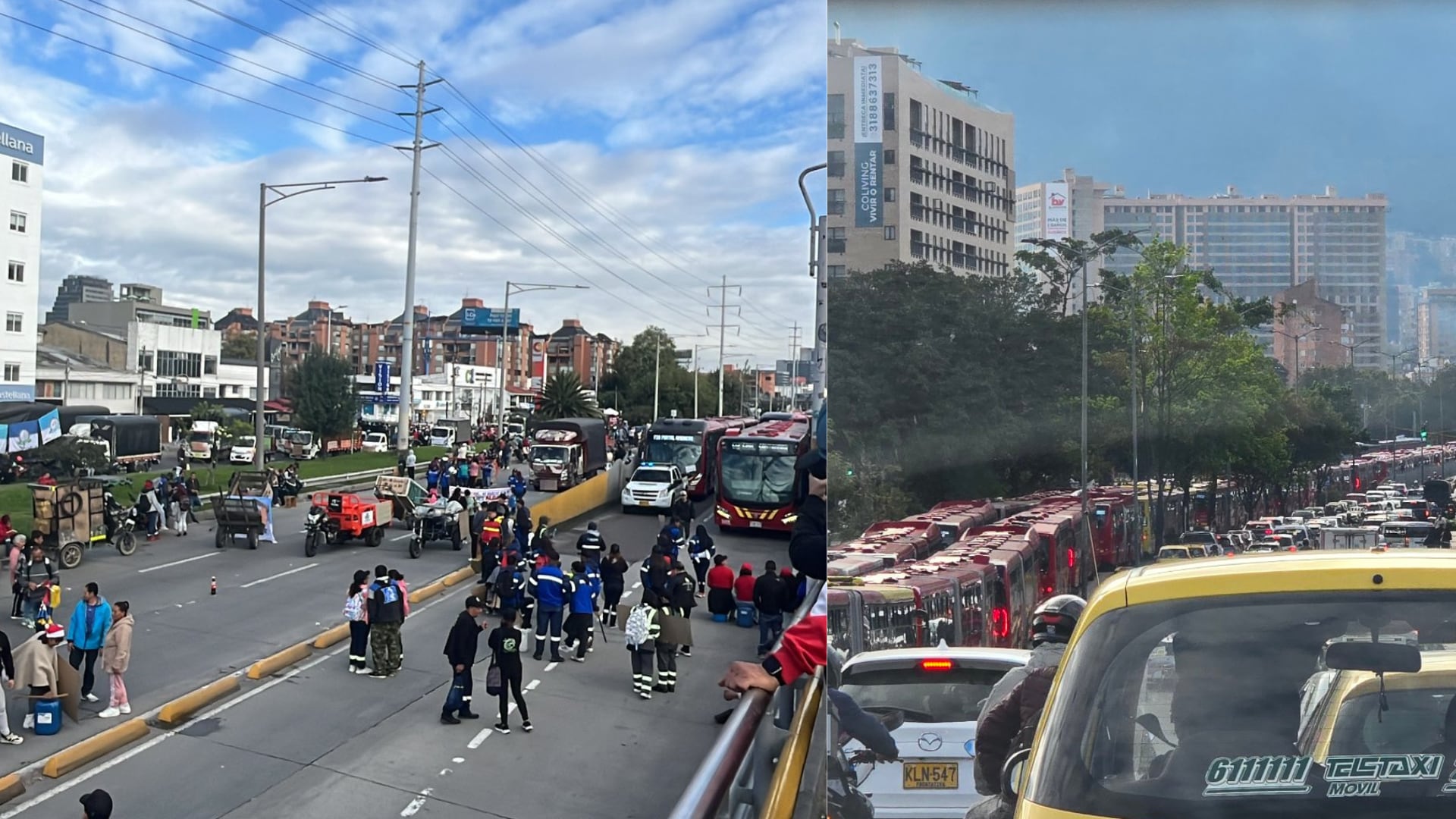 Bloqueos en vías de Bogotá.