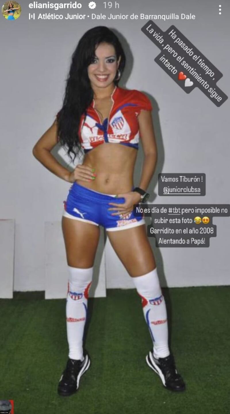 Elianis Garrido como porrista de Junior.