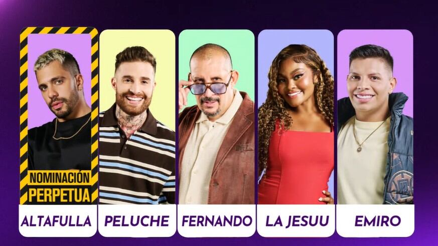 Placa de nominados de 'La casa de los famosos Colombia 2'