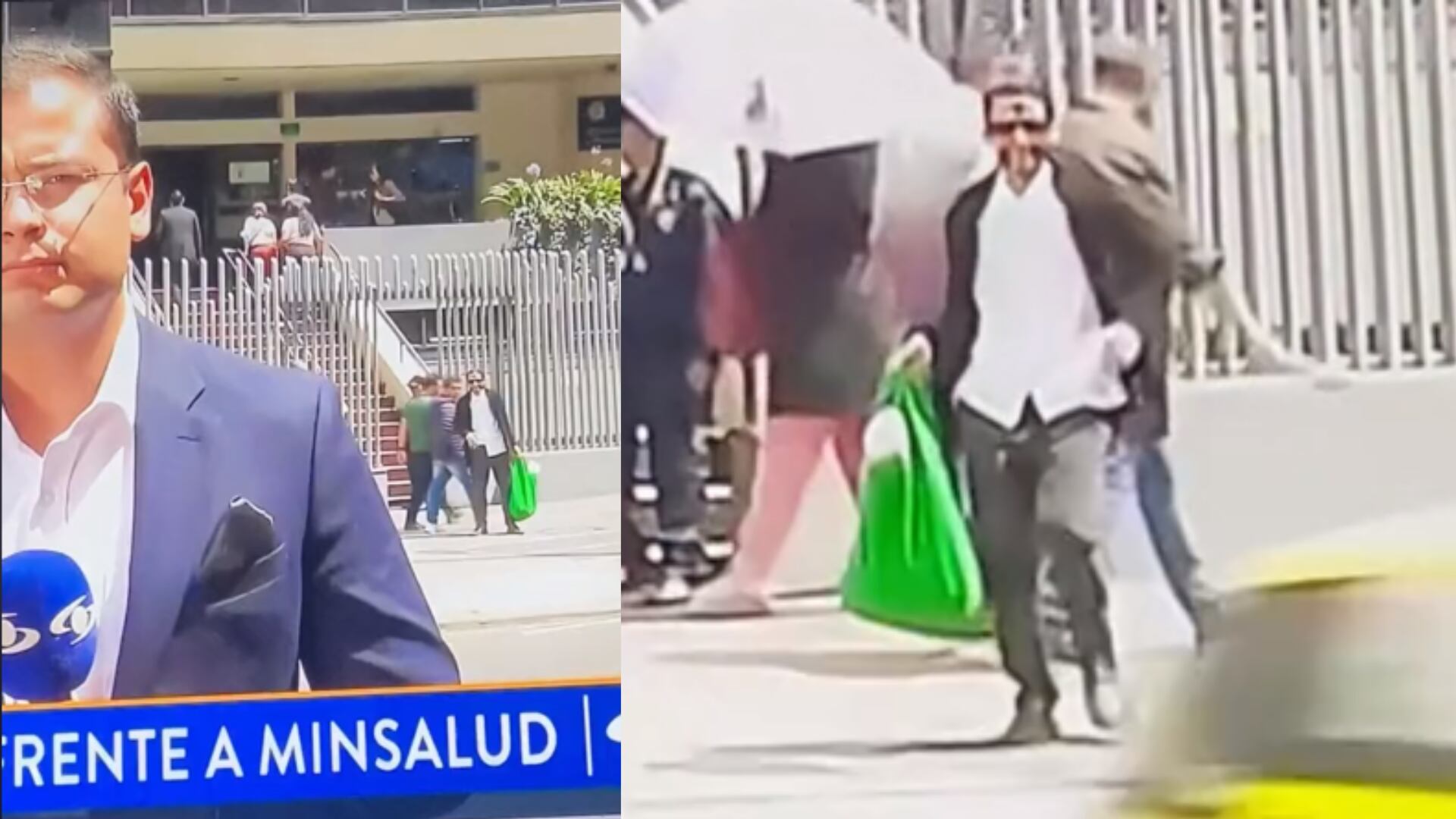 Periodista de Noticias Caracol quedó opacado por hombre que se tiró los ‘prohibidos’ en vivo