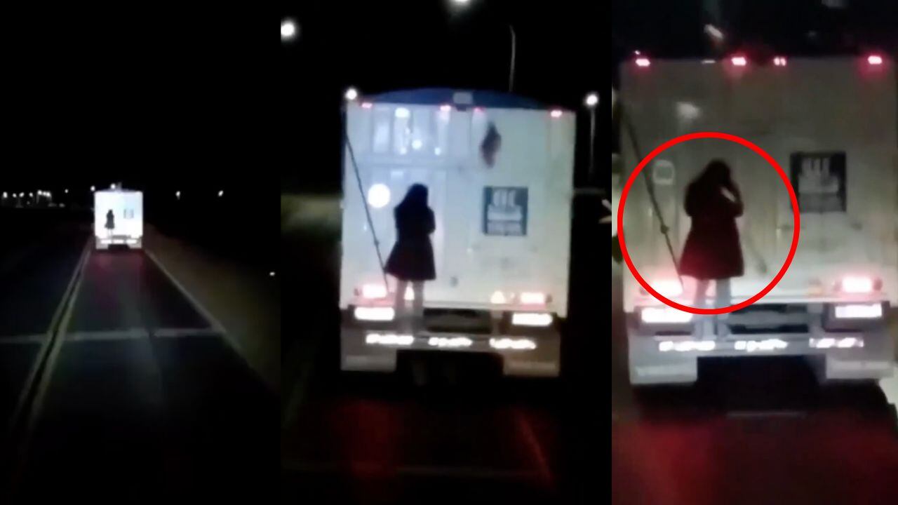 Video de fantasma de mujer en camión