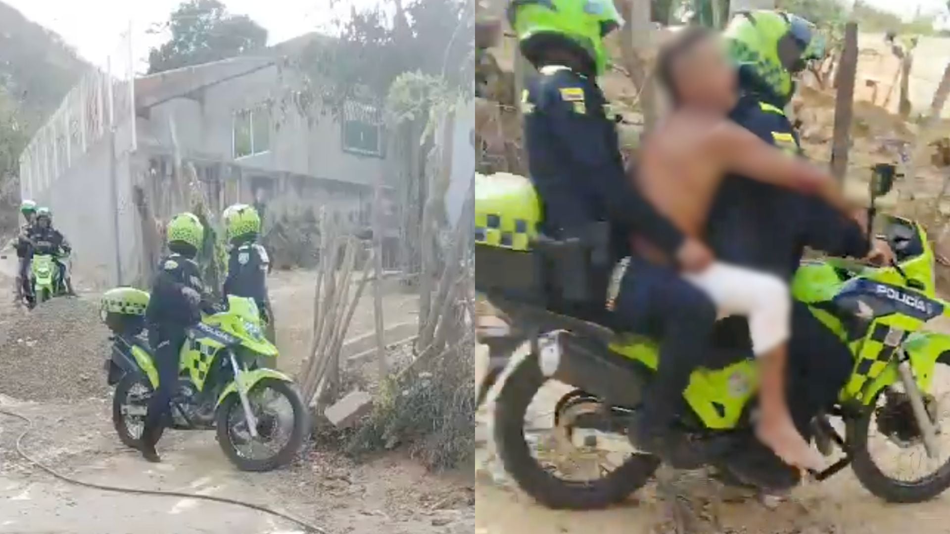 Archivo: Policías en el sector de Colinas del Sol, en Puerto Colombia. Redes sociales.