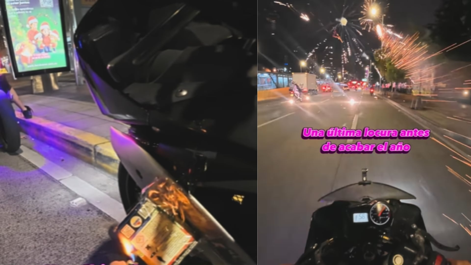 Motociclista arrojó juegos pirotécnicos en pleno centro de Bogotá