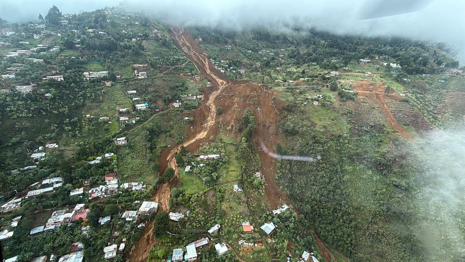 Fpto de la panorámica de la tragedia en Bello, Antioquia.