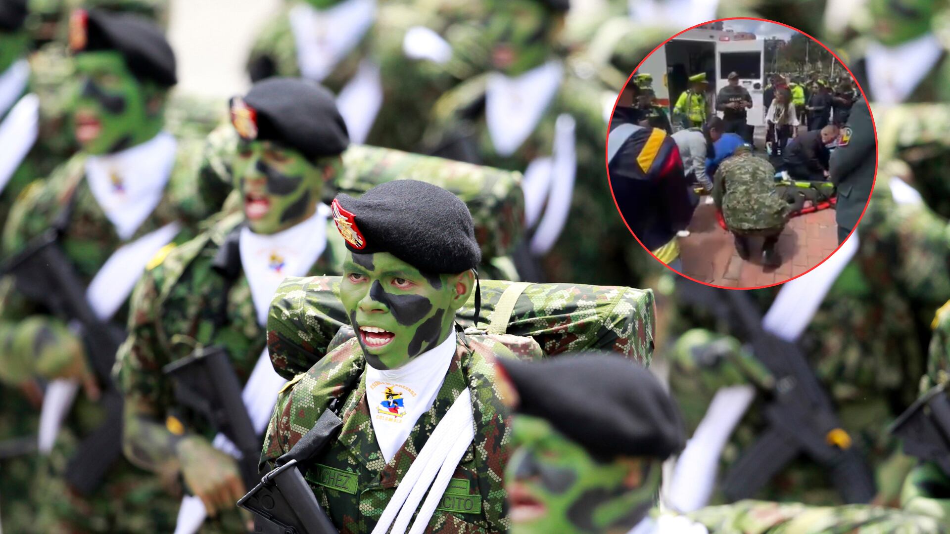Desfile 20 de julio: en ambulancia tuvieron que ser trasladados policías tras caerles un árbol en cima