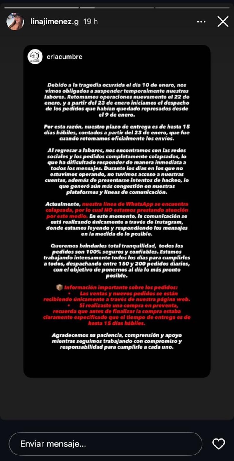 Hermana de Yeison Jiménez