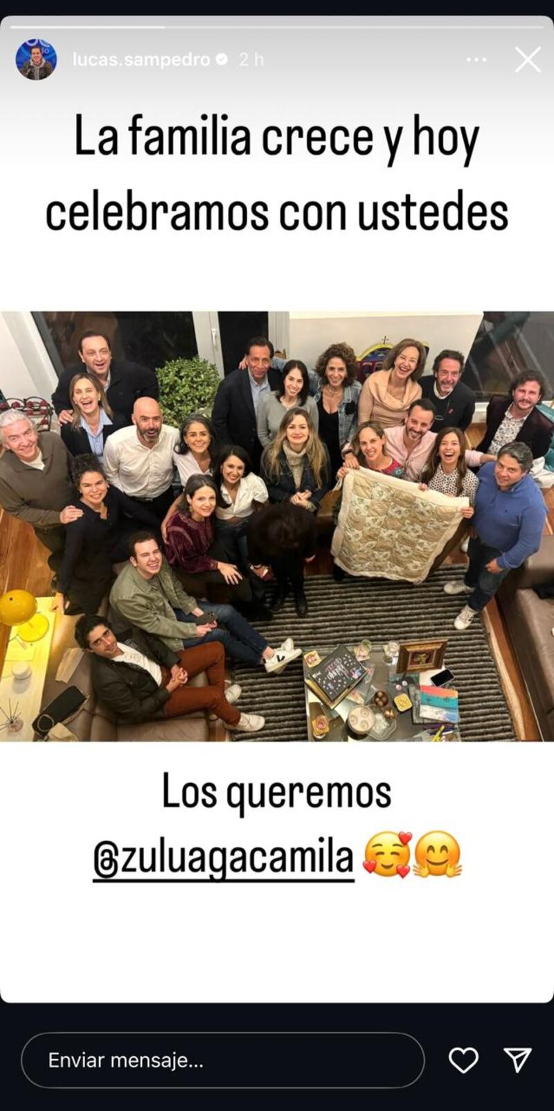 Lucas Sampedro, hijastro de Catalina Gómez, celebró la llegada de un nuevo integrante.