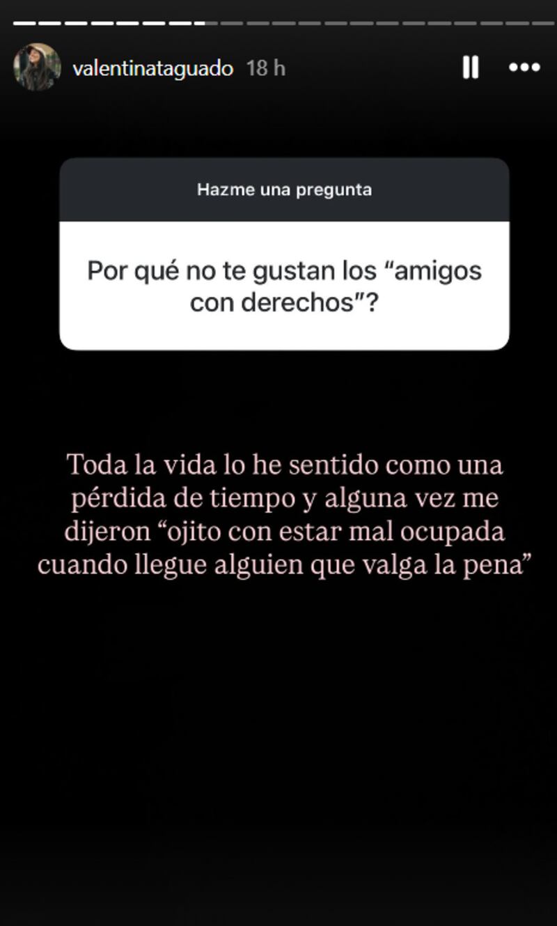 Valentina Taguado habló sobre los amigos con derechos