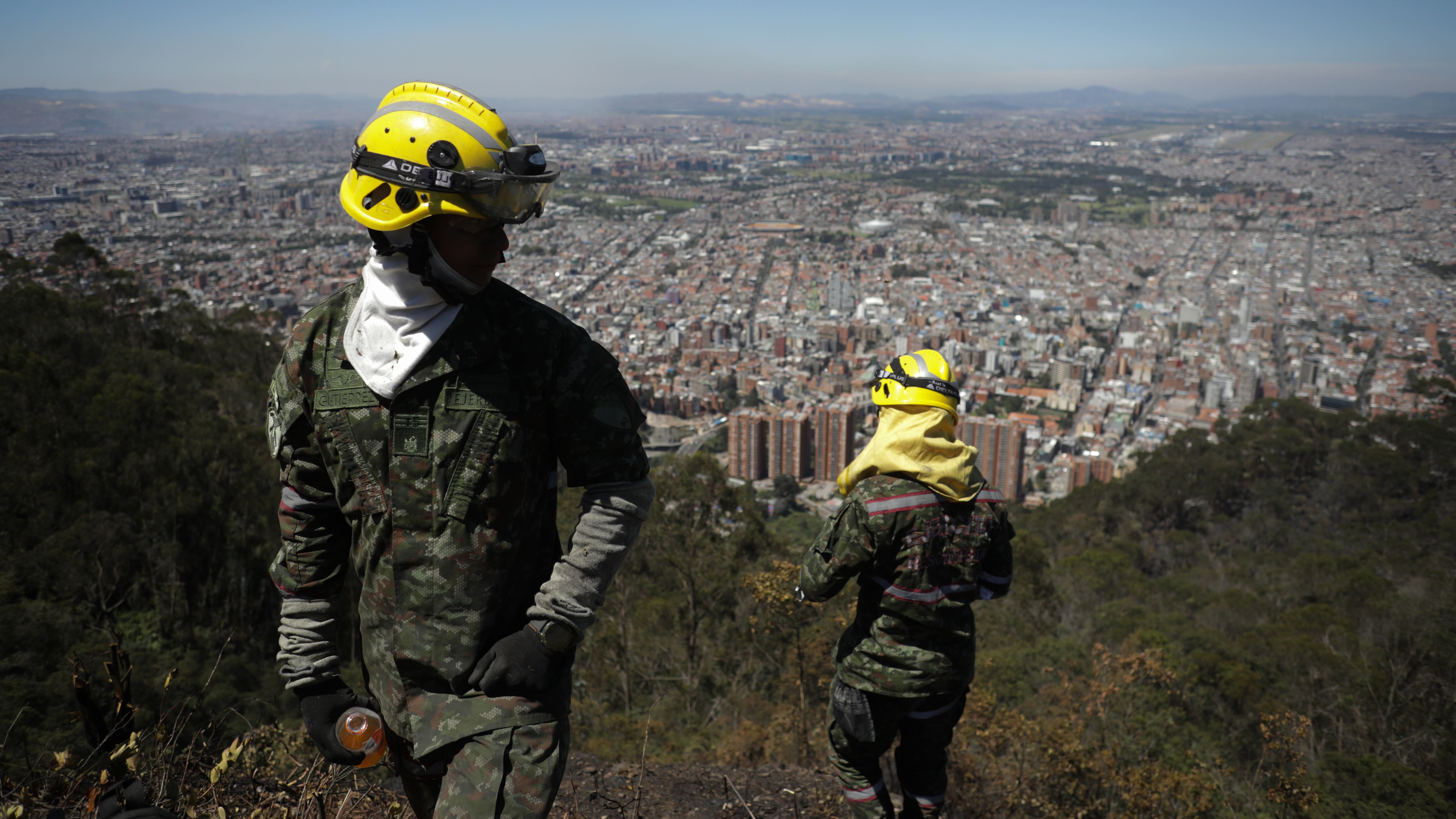 Incendio en los cerros orientales de Bogotá