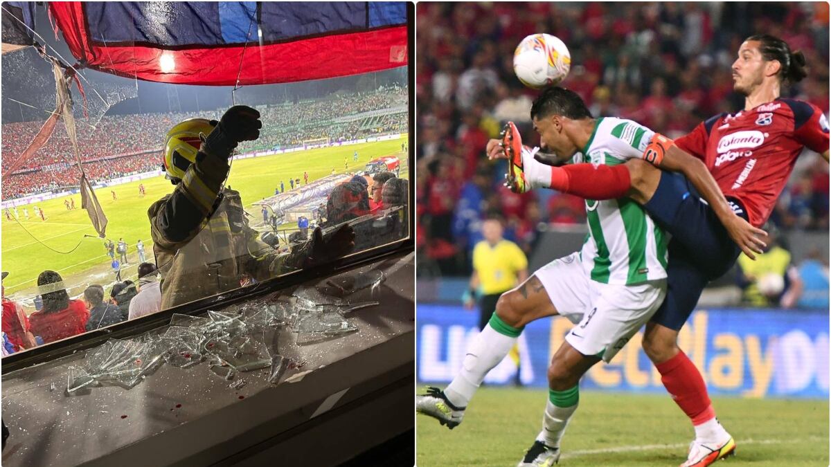 Hinchas terminaron heridos en una cabina durante el Medellín vs Nacional