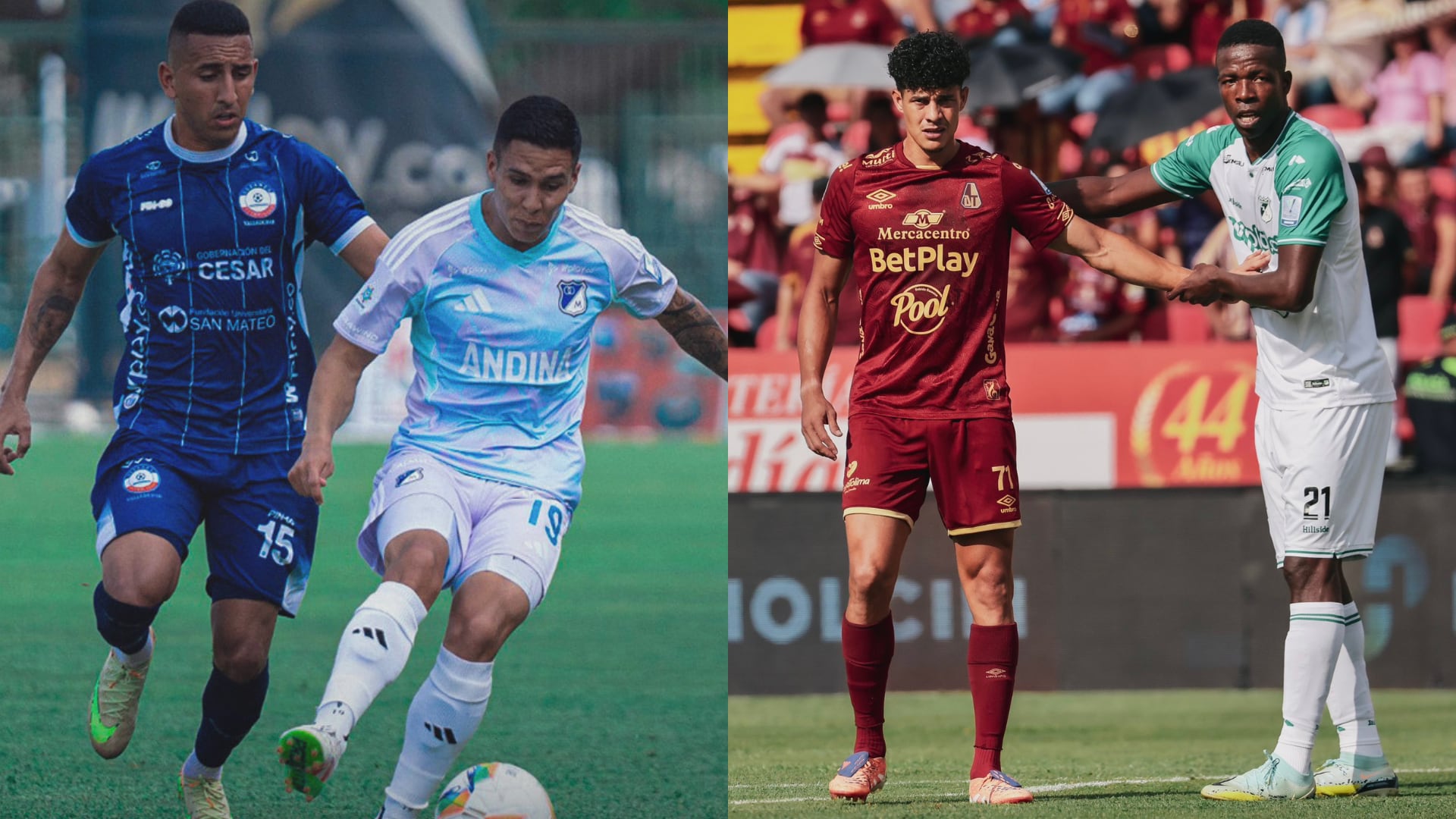 Millonarios, Alianza, Cali y Tolima - Fotos: Redes de Millonarios y Tolima el 3 de mayo del 2026