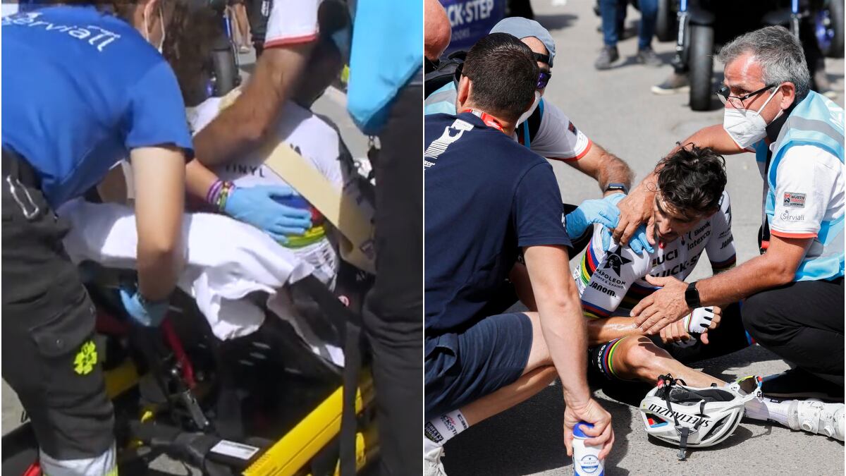 Alaphilippe se tuvo que retirar en camilla de La Vuelta a España por dura caída