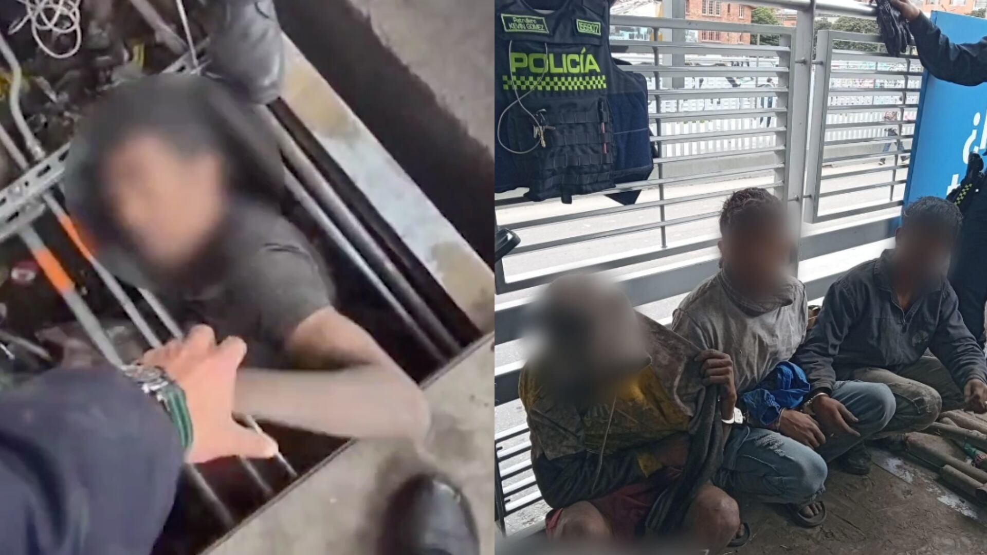 Captura bajo tierra de la banda 'Los Topos', quienes robaban cable de cobre en TransMilenio.