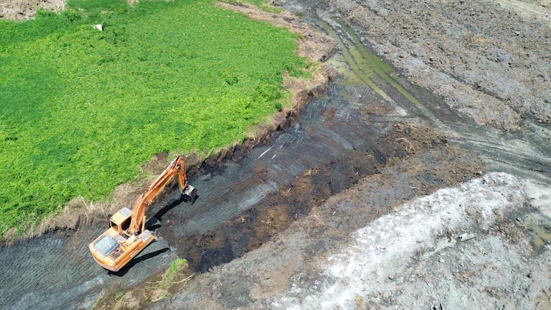 Foto panorámica de las obras del Parque de Las Lagunas en Montería.