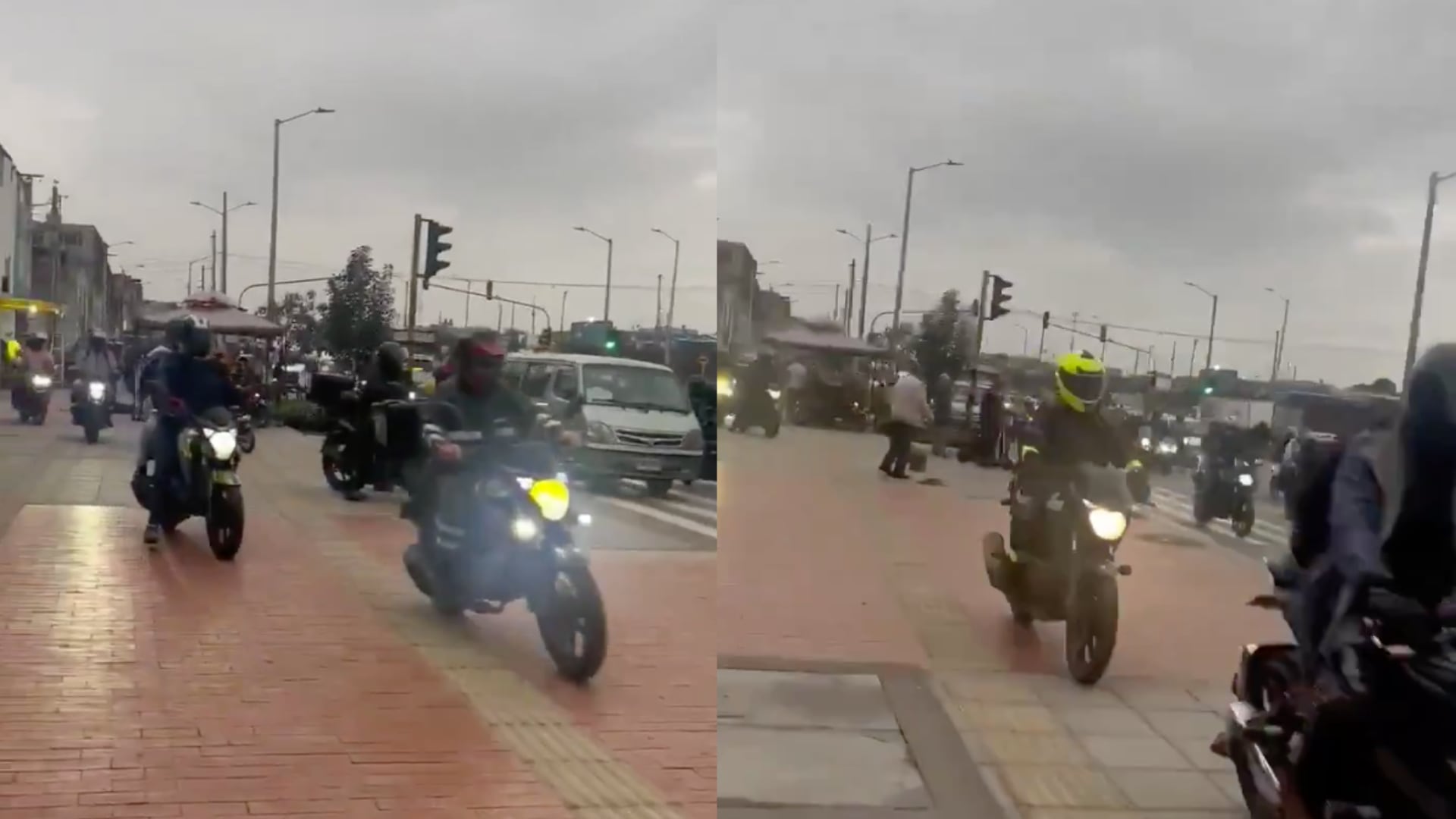 Indignante: los moteros de Bogotá se apoderaron del andén en la Avenida Guaycanes