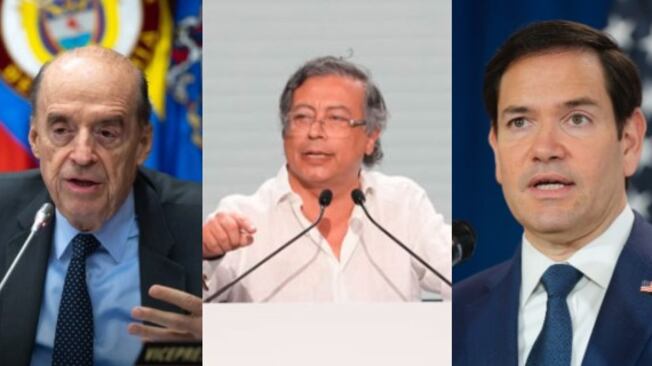 Foto de Álvaro Leyva, Gustavo Petro y Marco Rubio.