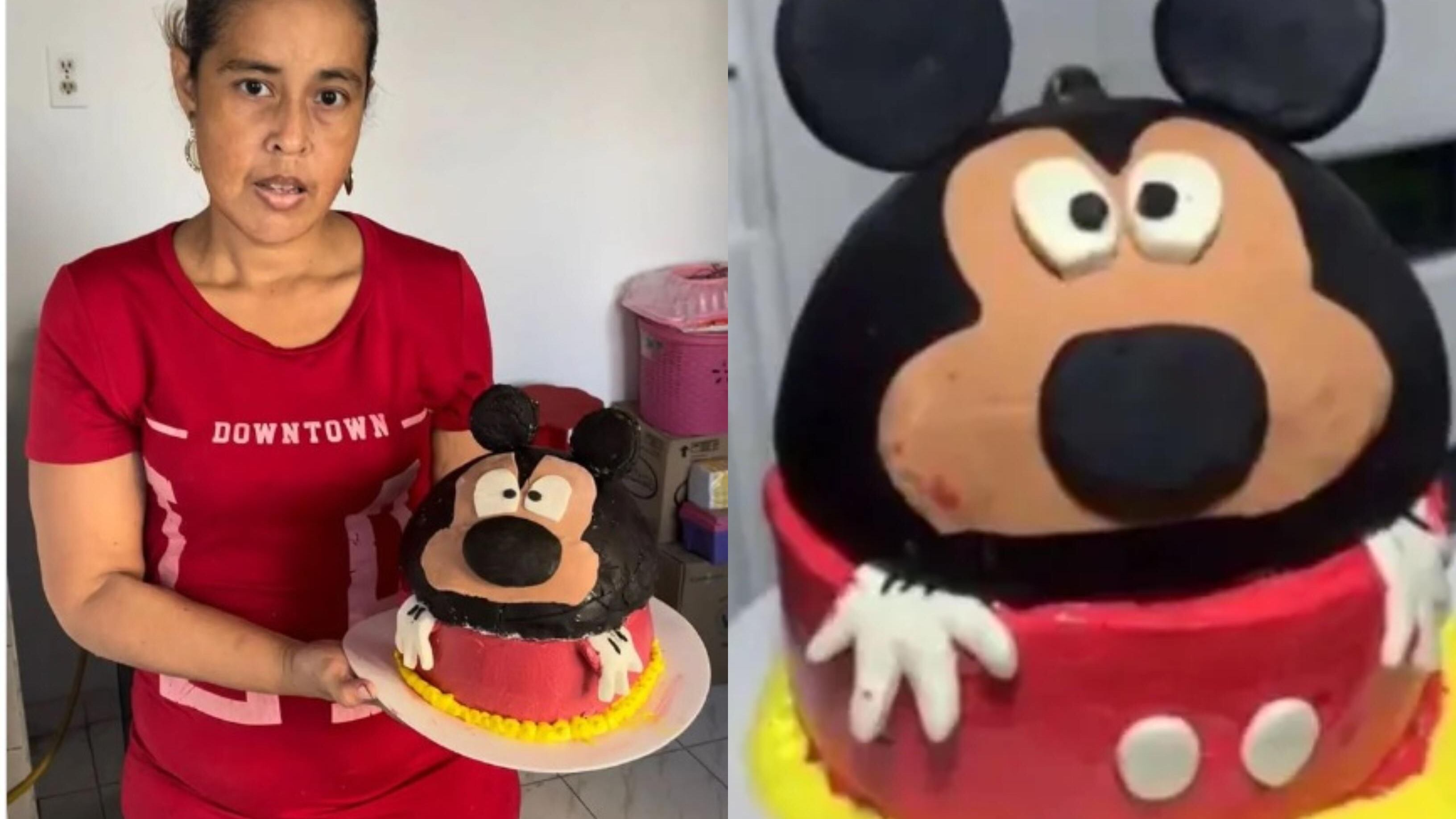 Mujer en Barranquilla se hizo viral por torta de Mickey Mouse.