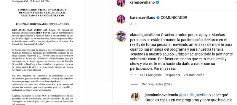 Claudia Sevillano defendió a su hermana de las amenazas que recibe en redes sociales.