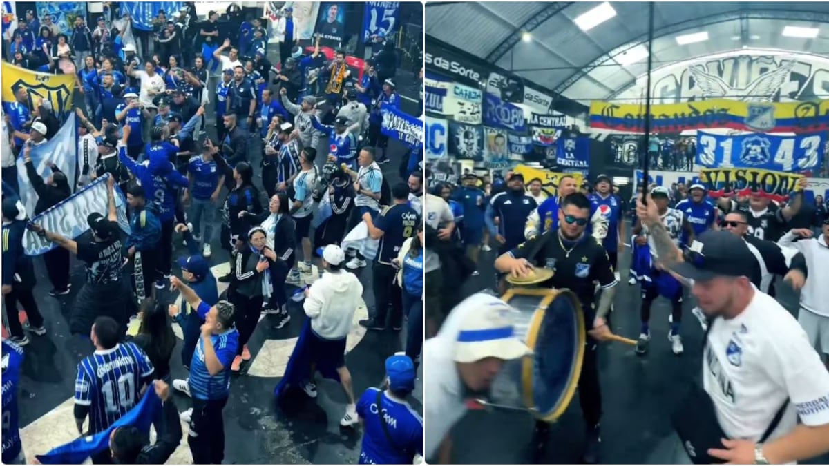 Hinchas de Millonarios arman fiesta en Brasil antes del juego con Sao Paulo