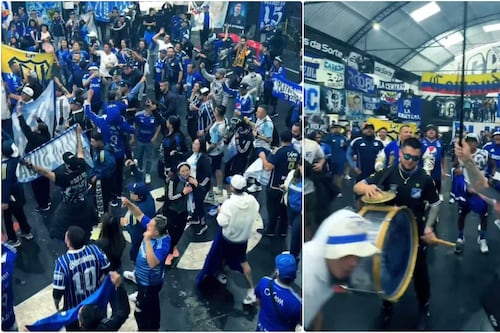 Hinchas de Millonarios arman fiesta en Brasil antes del juego con Sao Paulo