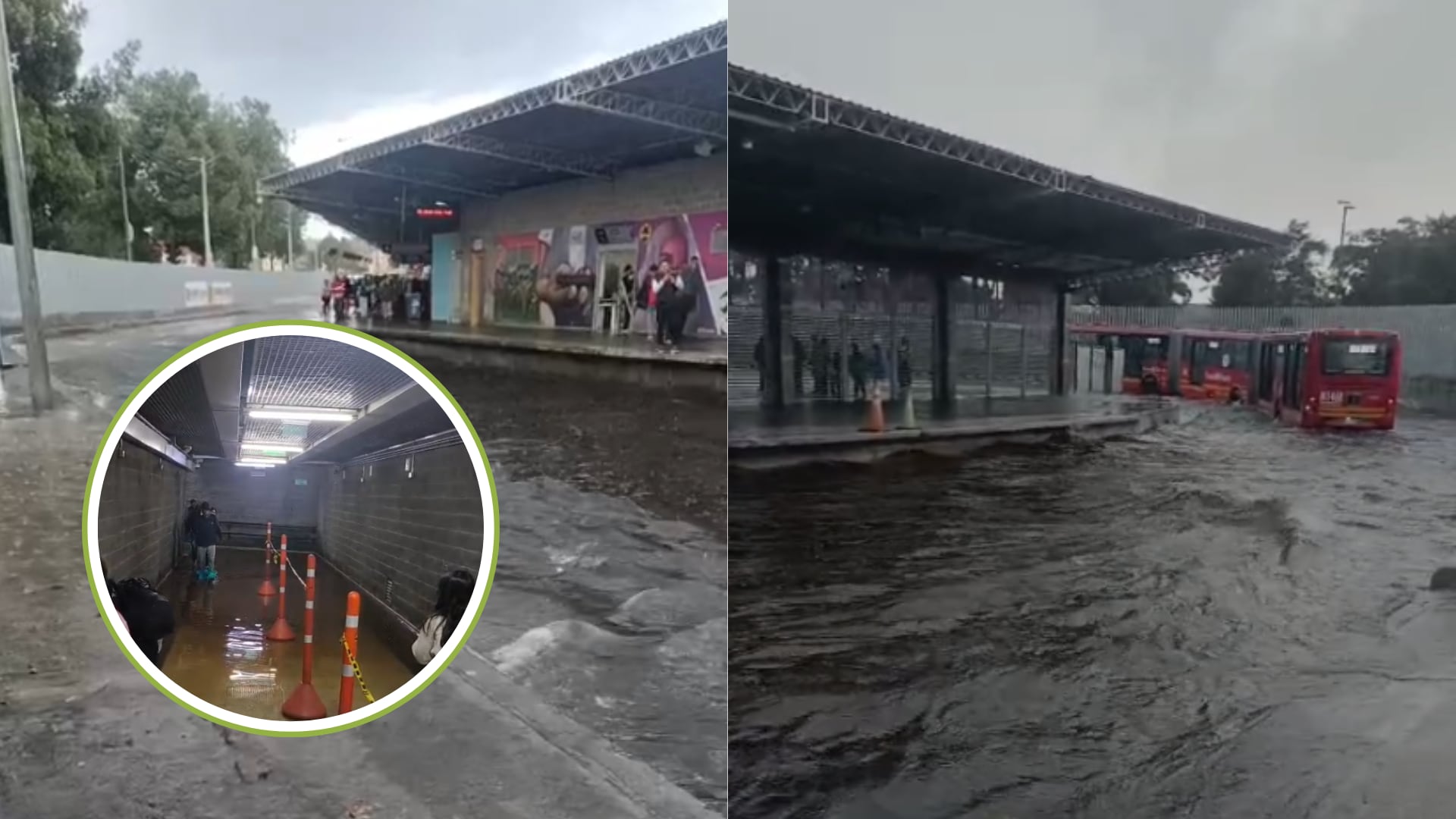 El portal de la 80 quedó convertido en un río tras el diluvio de la tarde del 26 de febrero en Bogotá