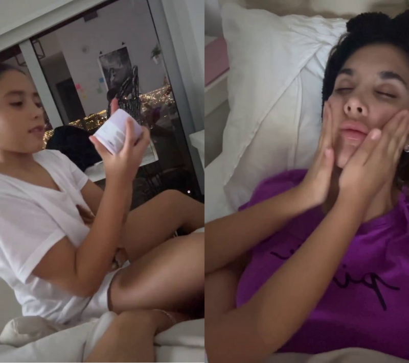 La hija de Daniela Ospina parece haber aprendido varios detalles sobre las rutinas de belleza