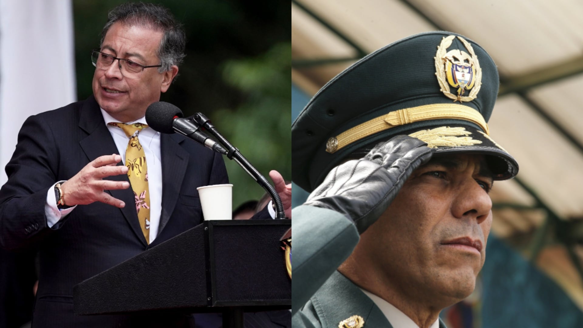 Gustavo Petro y el general Eduardo Zapateiro.