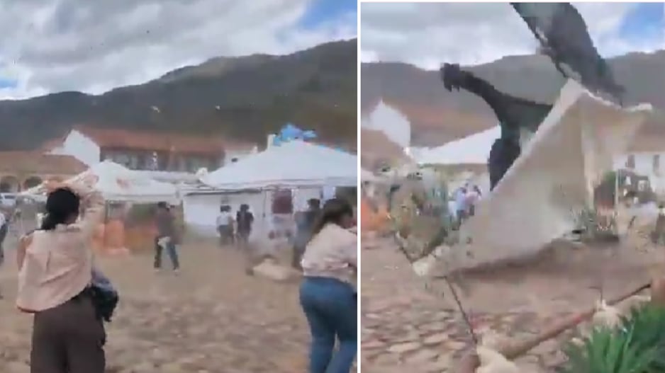 Vendaval en Villa de Leyva en la plaza central