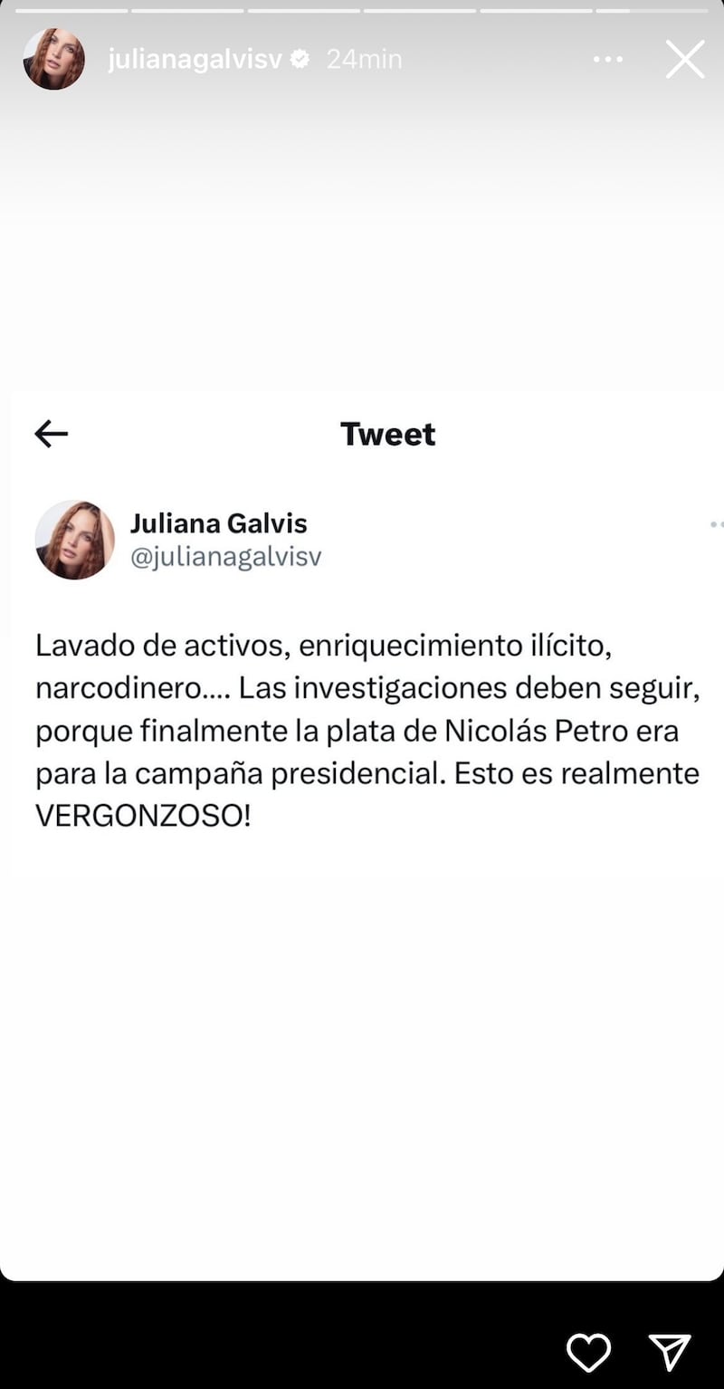 Juliana Galvis se fue en contra de Gustavo Petro y Nicolás Petro