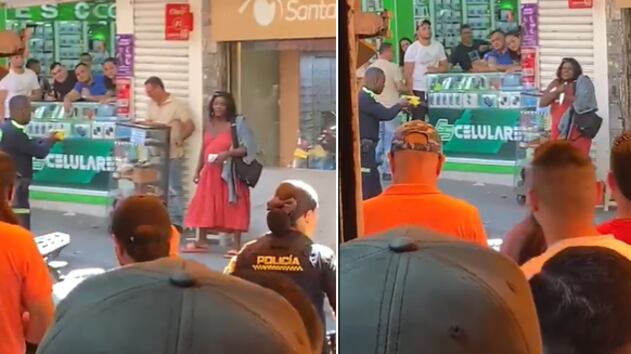 Mujer amenazó con un cuchillo a policías en Medellín