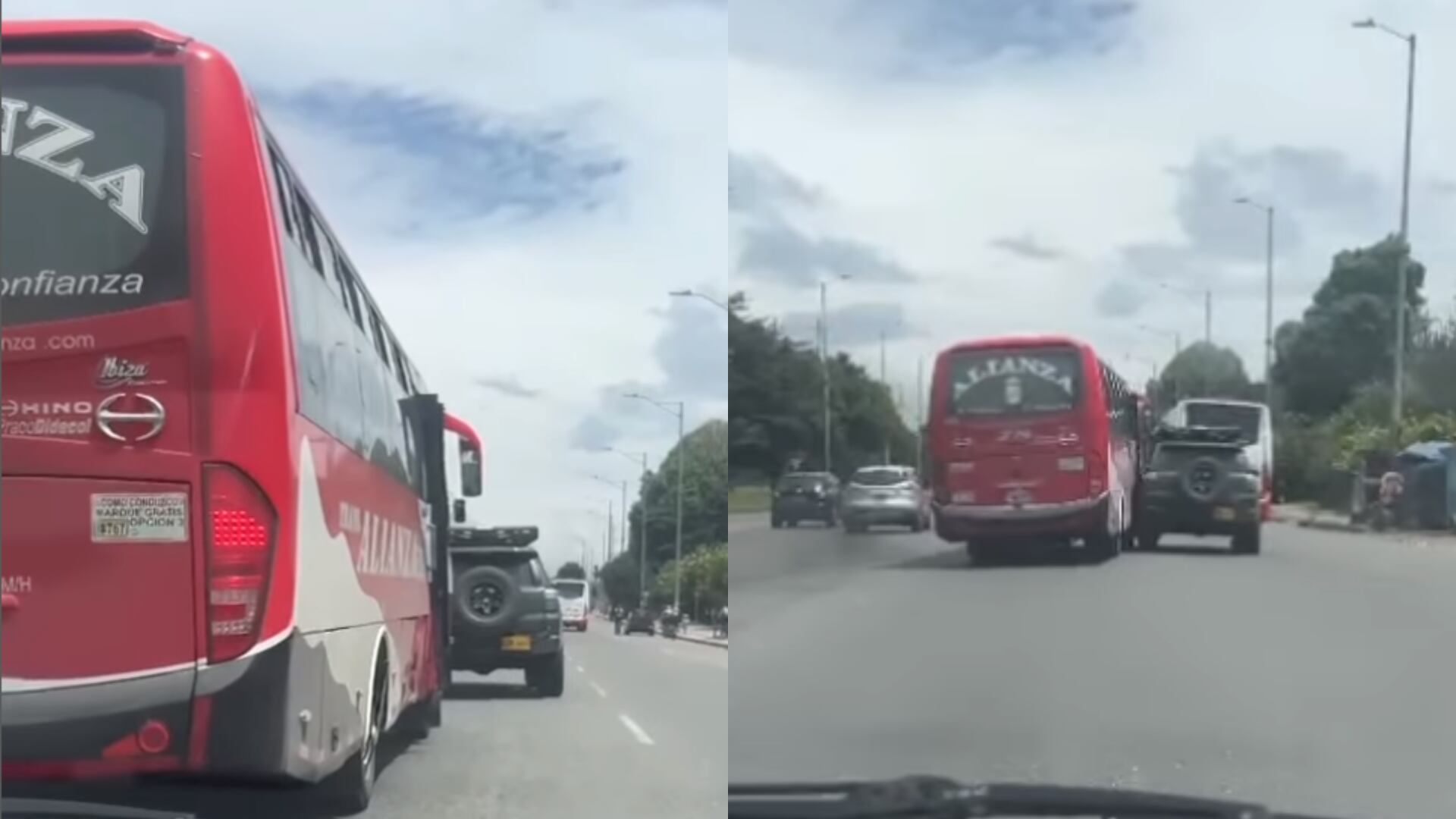 Impresionante pelea protagonizaron una flota y una camioneta en Bogotá.