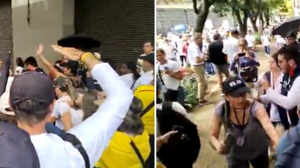 Periodistas alternativos agredidos en marcha de la oposición.