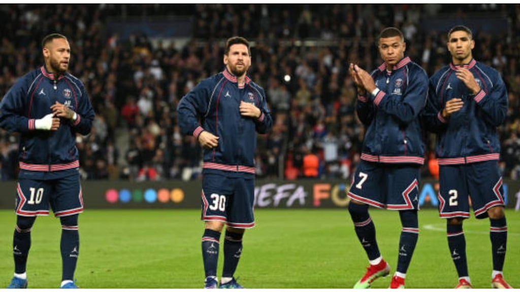 Neymar, Messi, Mbappé y Hakimi con el PSG