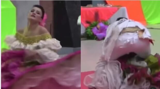 Candidata que sufrió un desmayo en el reinado de San Pedro en El Espinal.