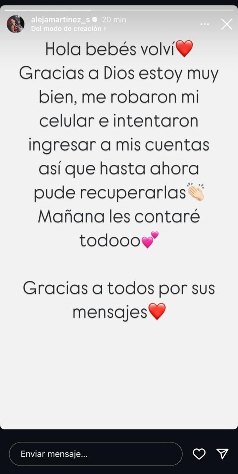 Aleja Martínez del Desafío habló de su robo