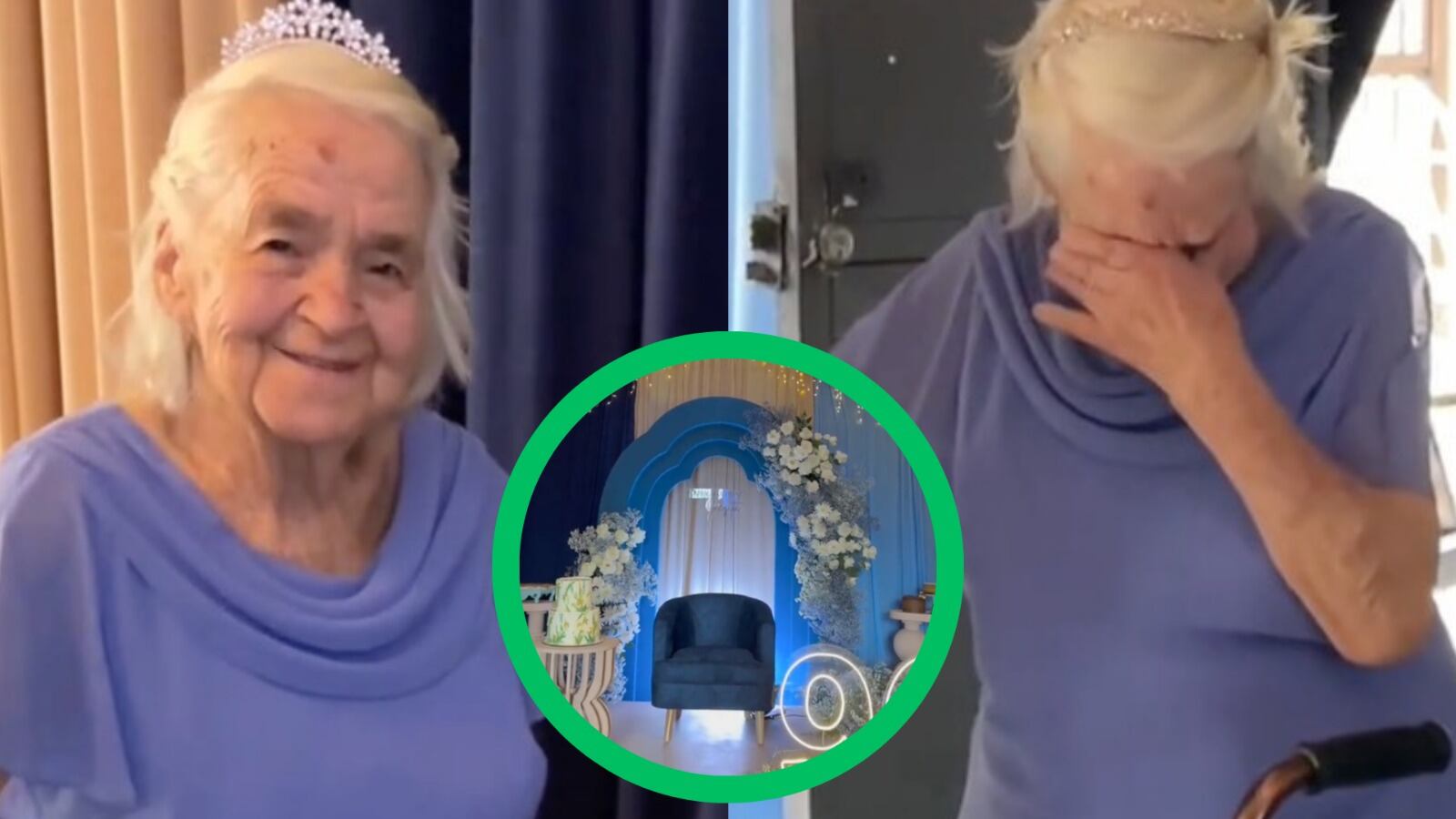 Inesita, la abuelita de TikTok, no pudo evitar el llanto al ver su fiesta soñada a sus 90 años