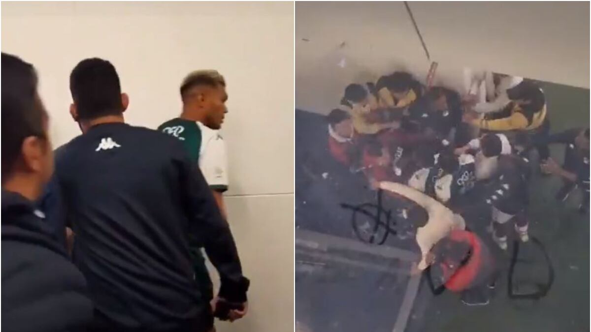 Jugadores de Santa Fe y Cali siguieron su agarrón en los pasillos del Campín