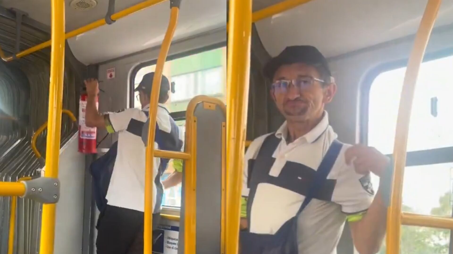 Otra vez graban a delincuentes en TransMilenio robándose los extintores de los buses del sistema