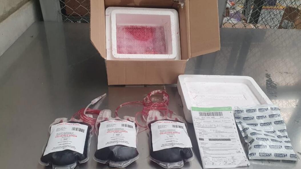Cocaína en bolsas de sangre