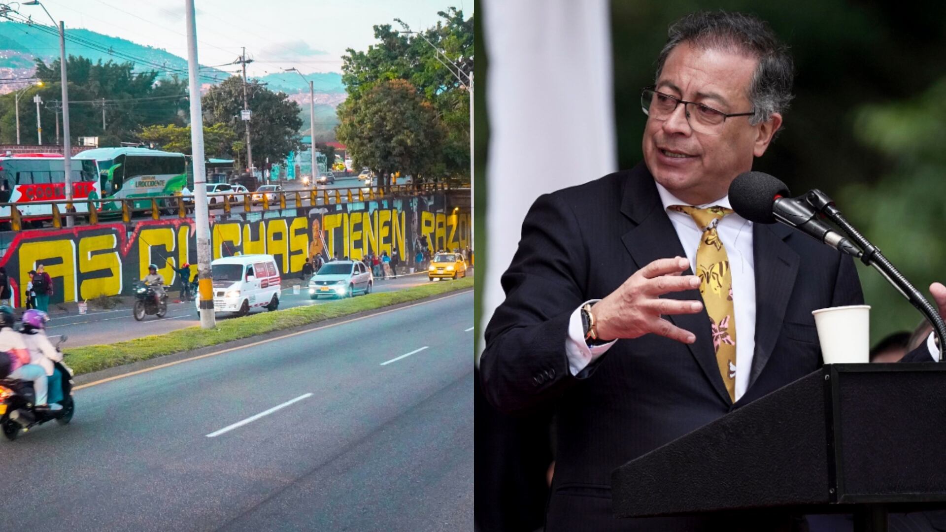 Petro defiende a los jóvenes que pintaron el mural de La Escombrera en Medellín.