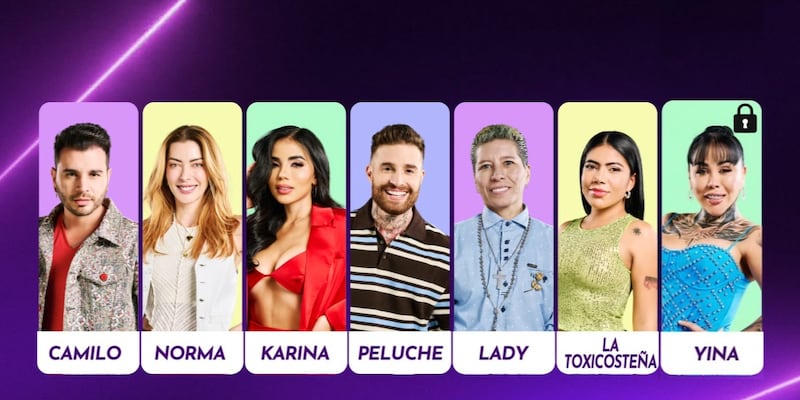 Placa de nominados de 'La casa de los famosos Colombia 2'